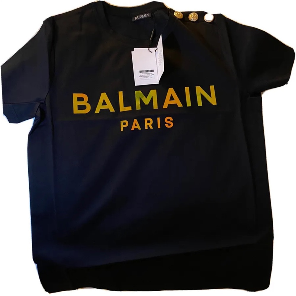 Black Balmain. Authentic T-shirt. Adult unisex